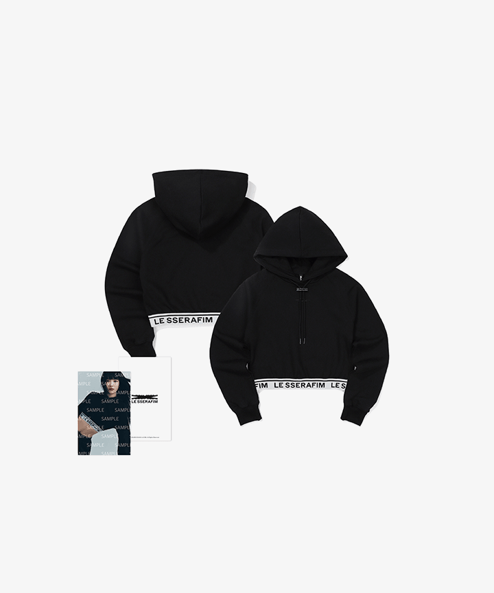 LE SSERAFIM Crop Hoodie (Black)